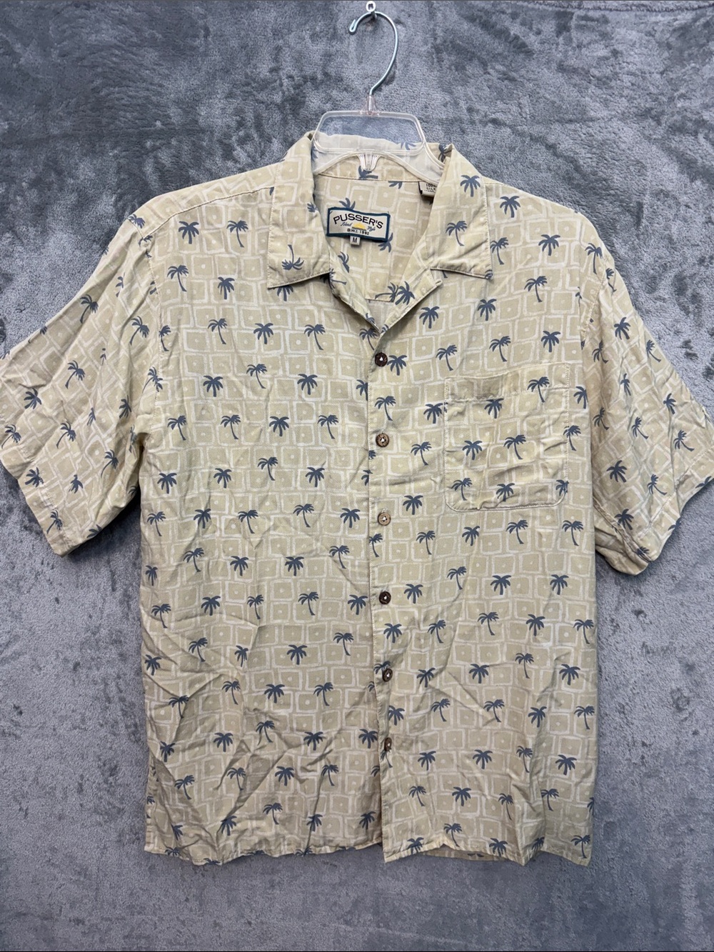PUSSERS  Mens Silk  S/S HAWAIIAN Shirt sz M